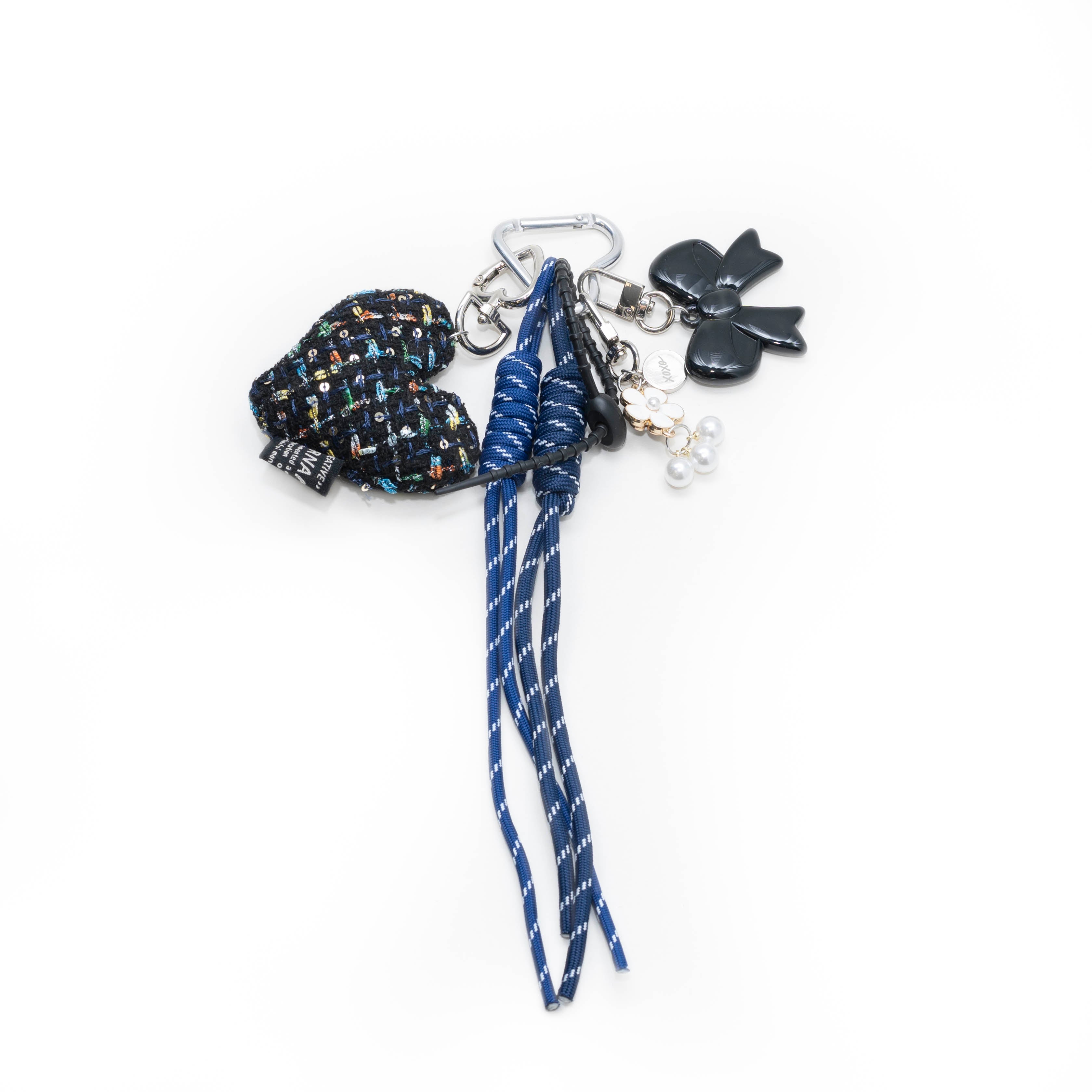 xoxo Wildhearts Bag Charm - Tweed Heart - Blue