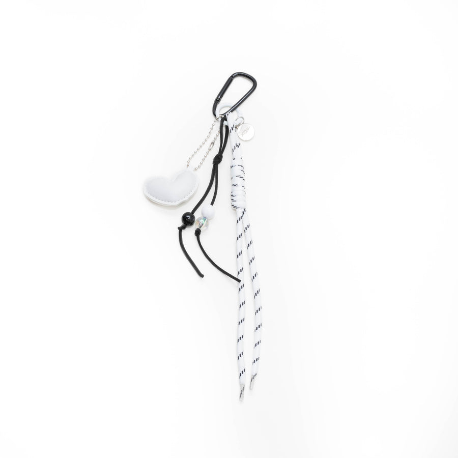 Bag Charm - Rope Heart - White