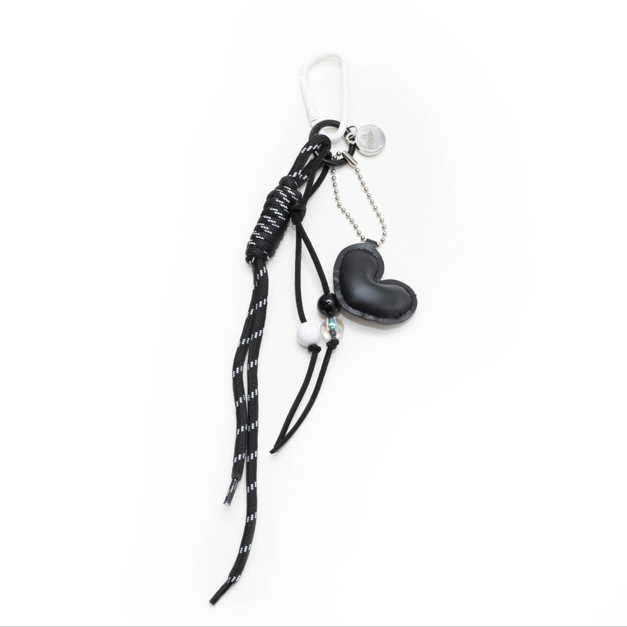 Bag Charm - Rope Heart - Black