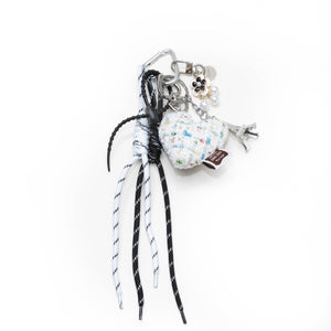 xoxo Wildhearts Bag Charm - Tweed Heart - White