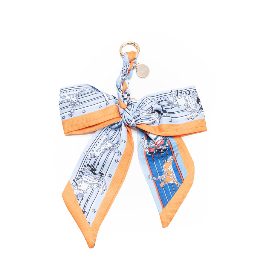Bag Charm - Parisian Bow - Orange & Blue