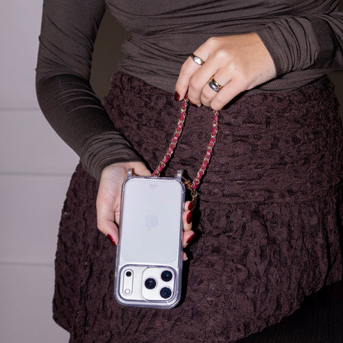 xoxo Wildhearts iPhone 11 Pro Max - Classic Chain - Burgundy (short) Transparant Cord Case