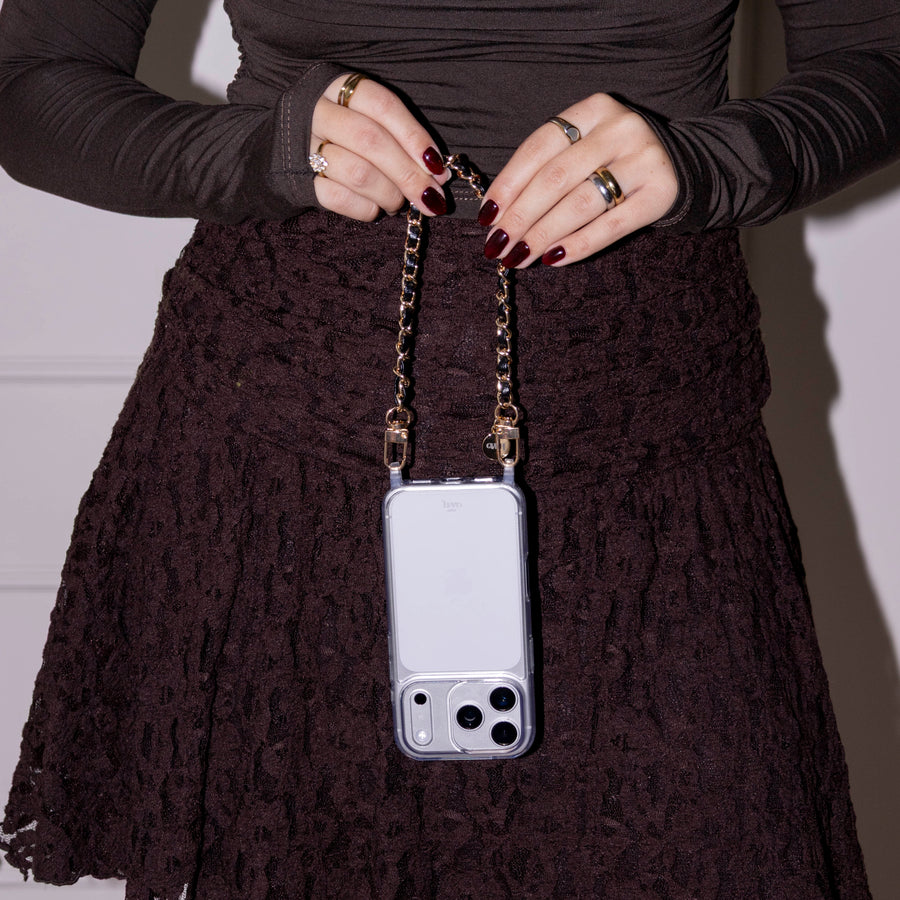 iPhone 17 Air - Classic Chain - Black (short) Transparant Cord Case