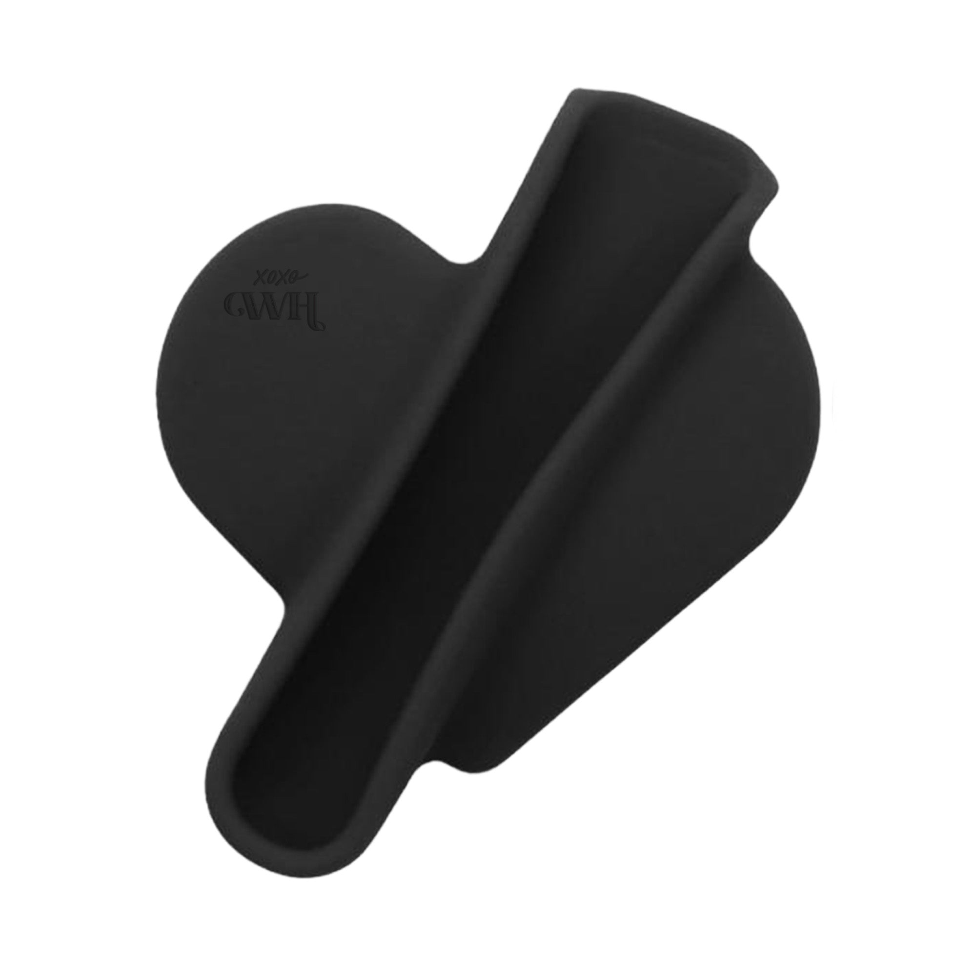 Zwarte hartvormige siliconen lipgloss houder met zuignappen.