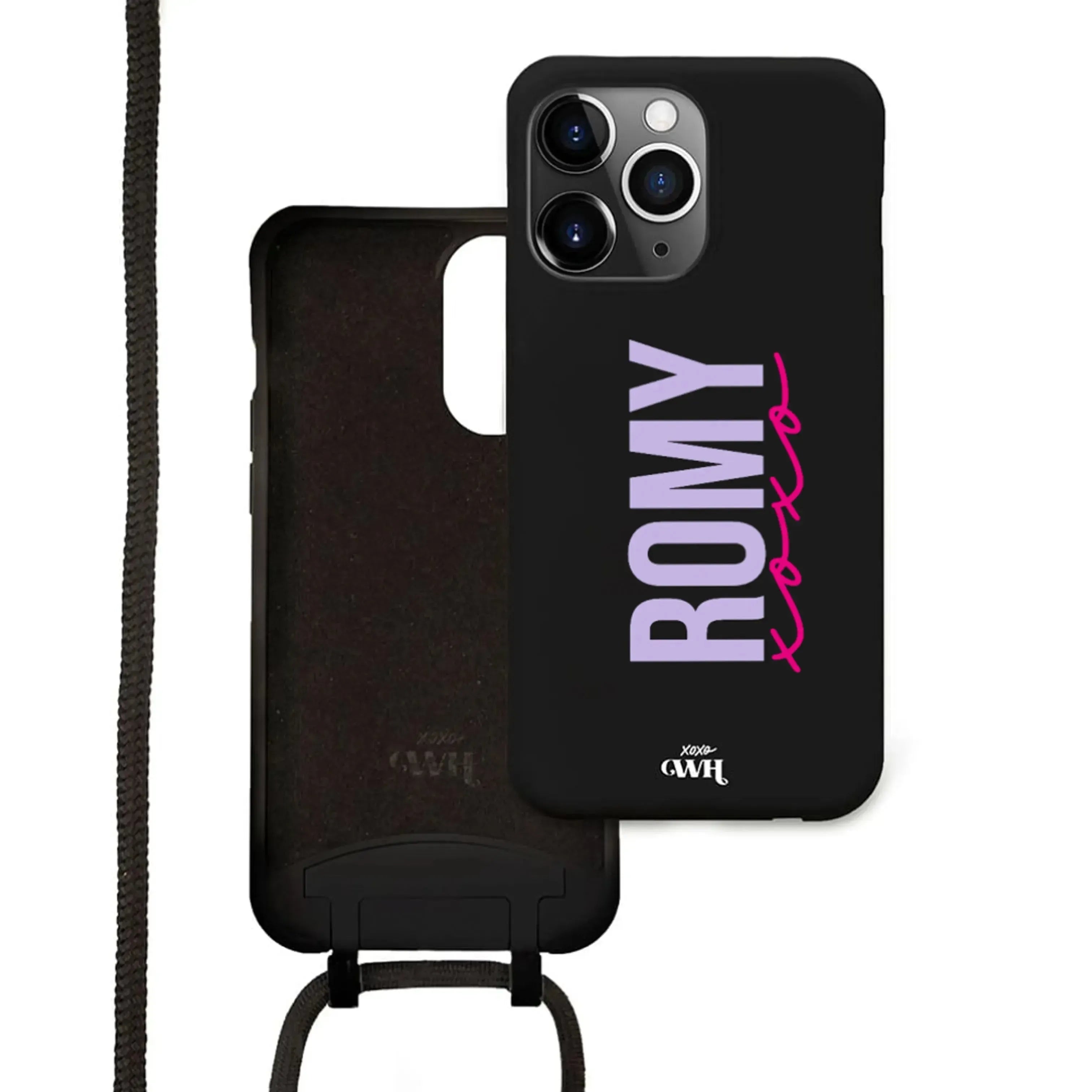 xoxo Wildhearts - iPhone 13 Pro - Black Personalized Cord Case