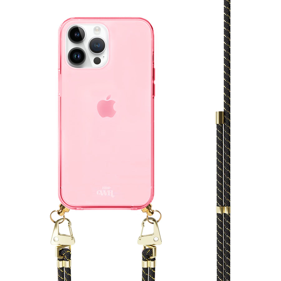 xoxo Wildhearts - iPhone 14 Pro Max - Gold Goddess Cord Case Pink