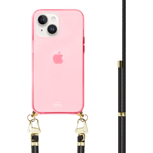 xoxo Wildhearts - iPhone 15 - Black & Gold Cord Case Pink