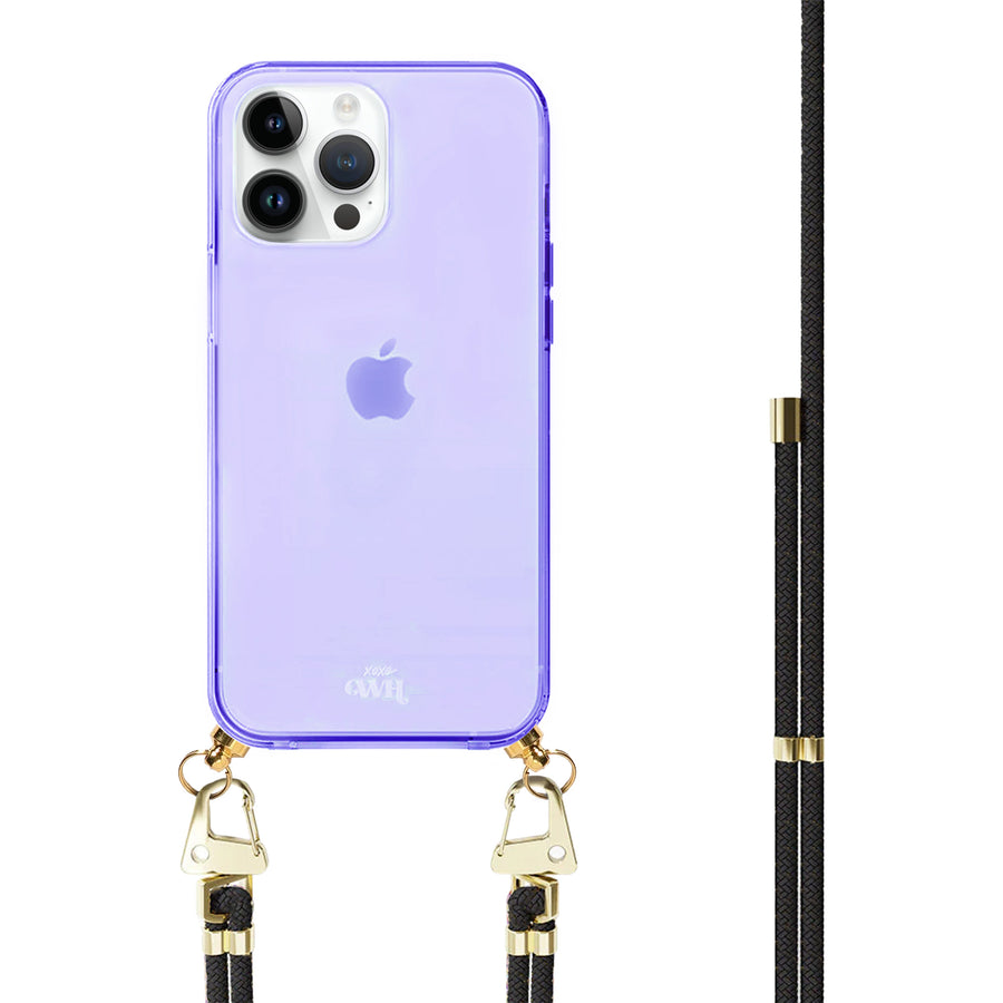 xoxo Wildhearts - iPhone 15 Pro - Black & Gold Cord Case Purple