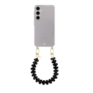 Funky Hearts Black Transparant Cord Case - Samsung Galaxy S23 Plus