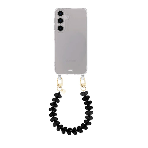 Funky Hearts Black Transparant Cord Case - Samsung Galaxy S23 Plus