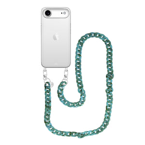xoxo Wildhearts iPhone 17 Air - Blue Ocean Transparant Cord Case - Long Cord