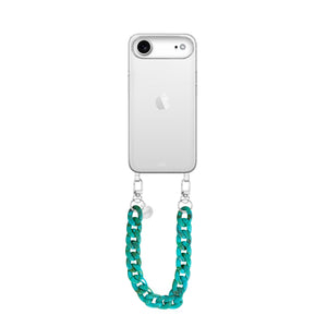 xoxo Wildhearts iPhone 17 Air - Blue Ocean Transparant Cord Case - Short Cord