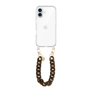 xoxo Wildhearts iPhone 17 - Brown Chocolate Transparant Cord Case - Short Cord