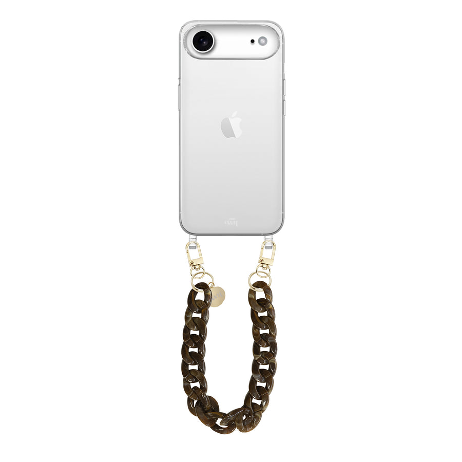 iPhone 17 Air - Brown Chocolate Transparant Cord Case - Short Cord