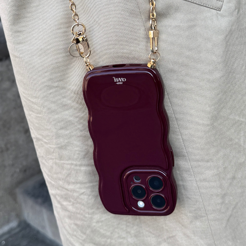 xoxo Wildhearts Glossy Wavy Cord Case Burgundy - iPhone 16 Pro Max