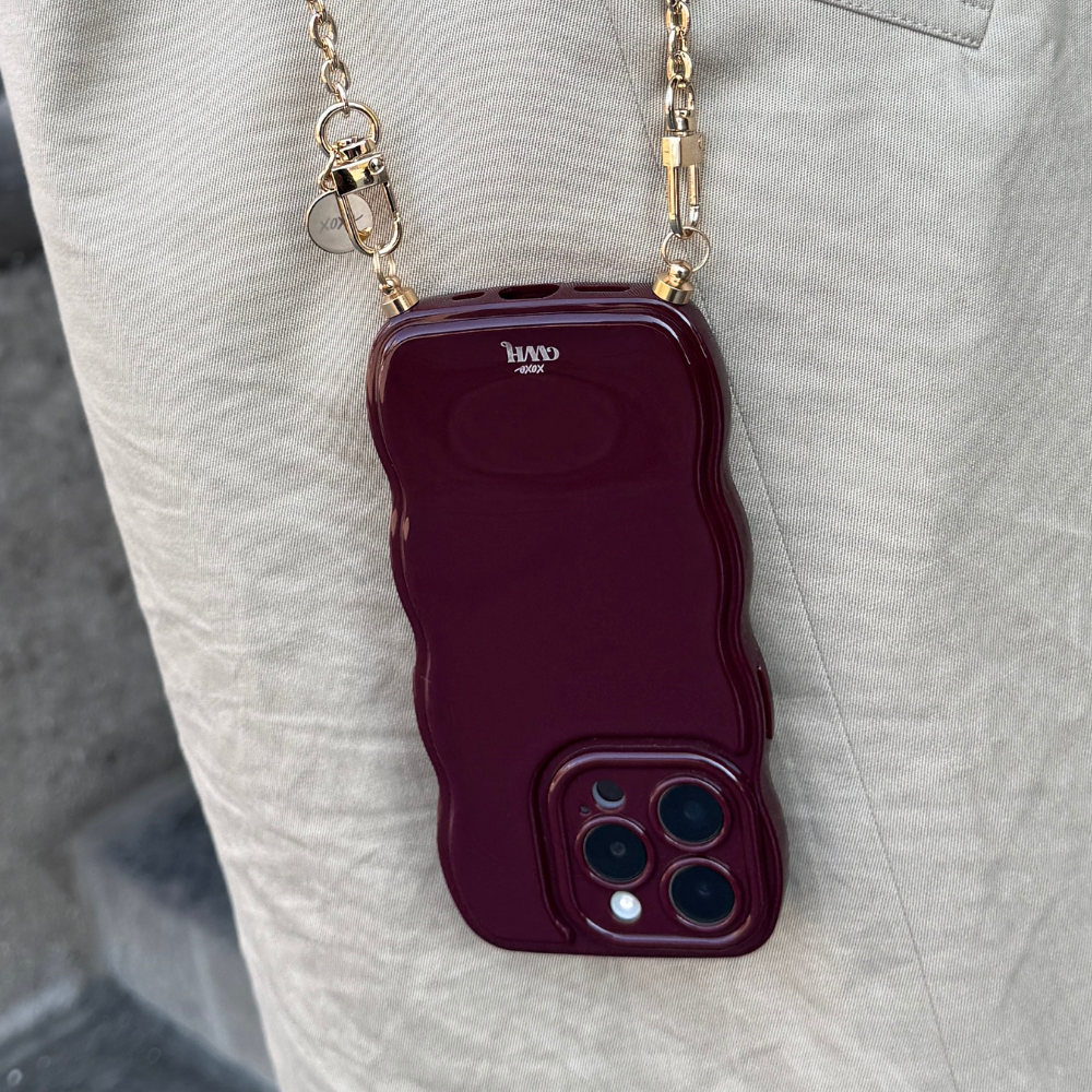 xoxo Wildhearts Glossy Wavy Cord Case Burgundy - iPhone 17 Pro Max