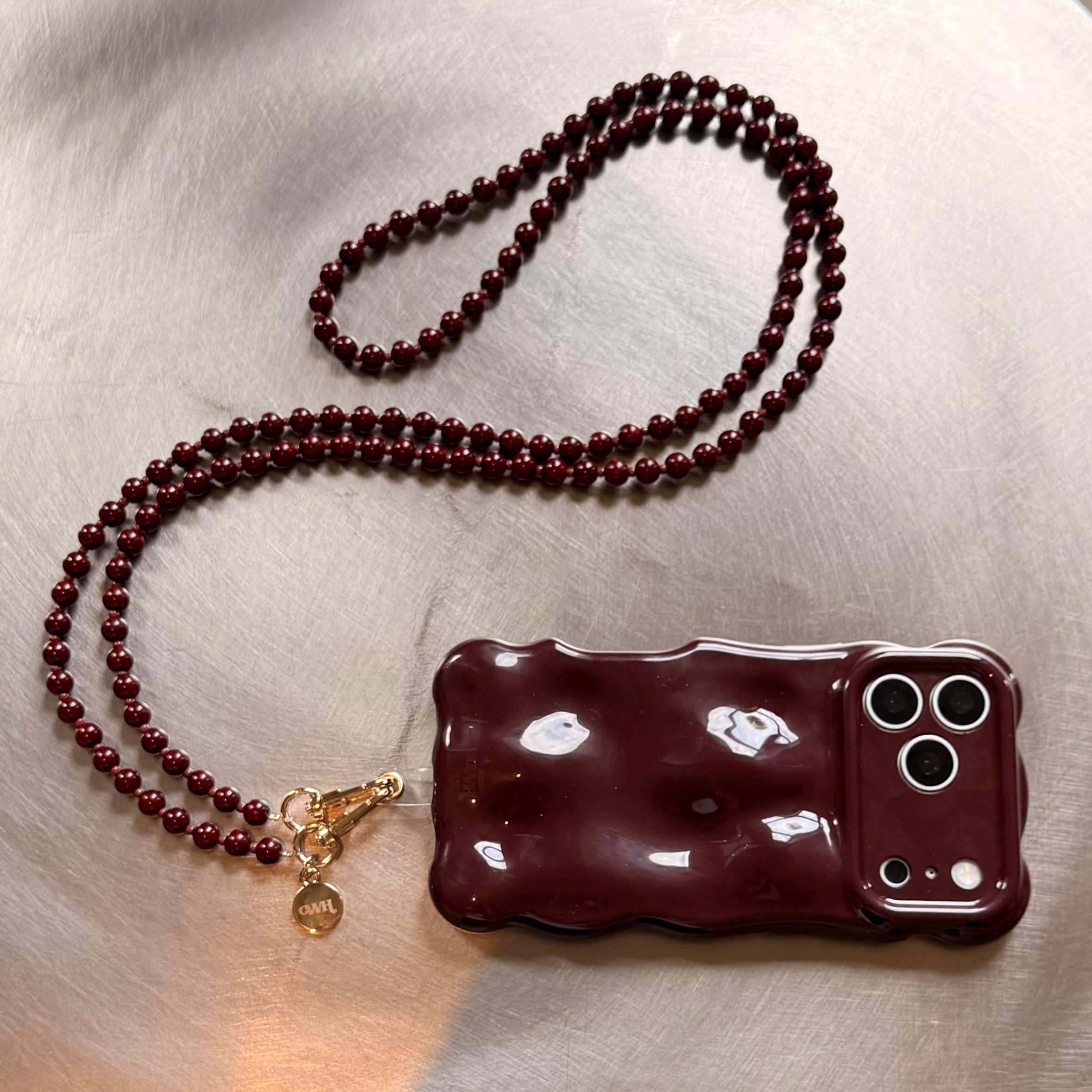 Bubbly case Burgundy - Burgundy Muse Cord (long) - iPhone 15 Pro
