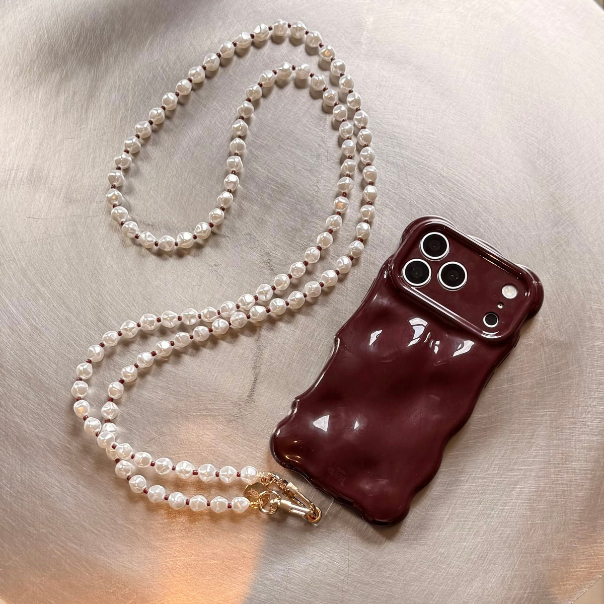Bubbly case Burgundy - Burgundy Pearl Cord (long) - iPhone 15 Pro