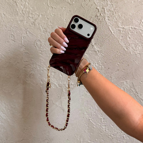 Burgundy Glaze Cord Case - Classic Chain (short) - iPhone 14