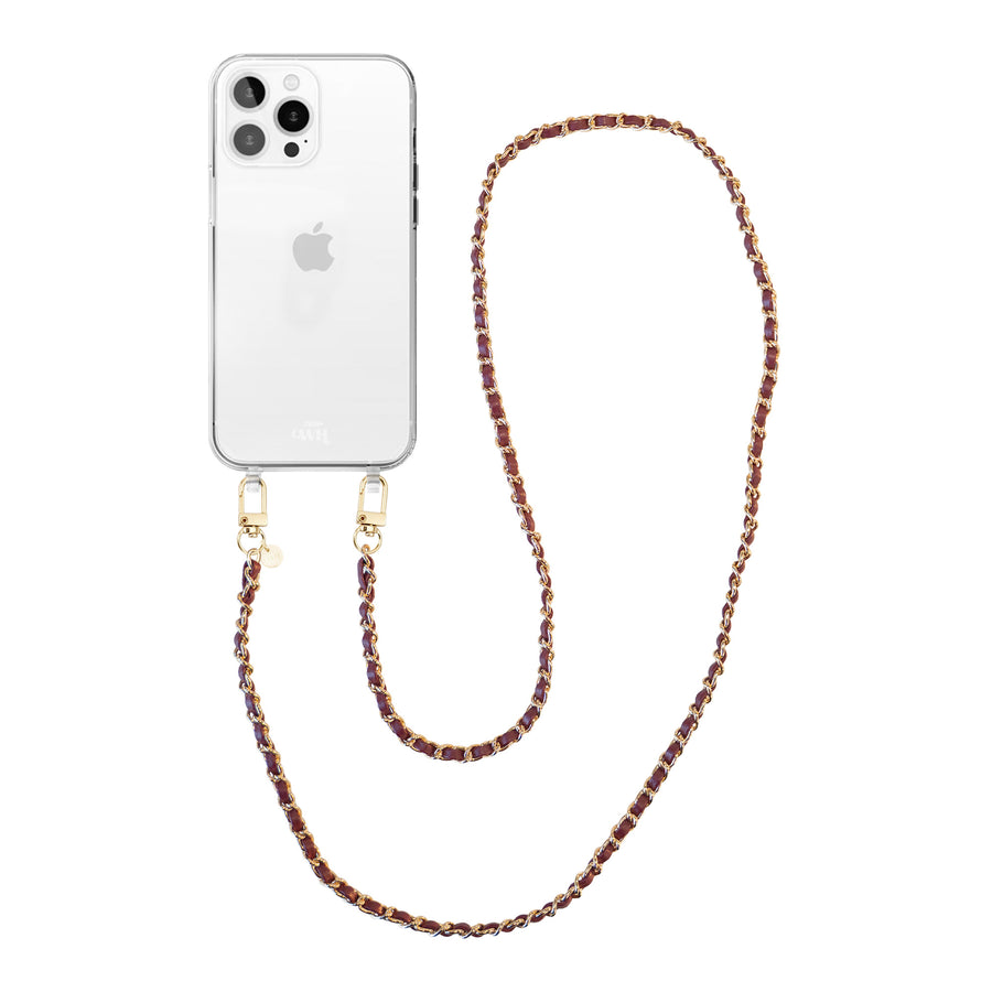 iPhone 14 Pro Max - Classic Chain - Burgundy (long) Transparant Cord Case