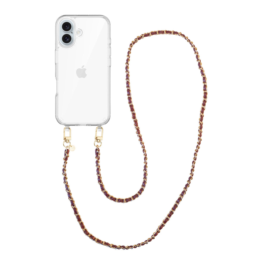 iPhone 17 - Classic Chain - Burgundy (long) Transparant Cord Case