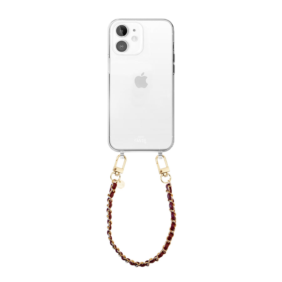 iPhone 12 - Classic Chain - Burgundy (short) Transparant Cord Case
