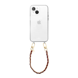 xoxo Wildhearts iPhone 13 Mini - Classic Chain - Burgundy (short) Transparant Cord Case