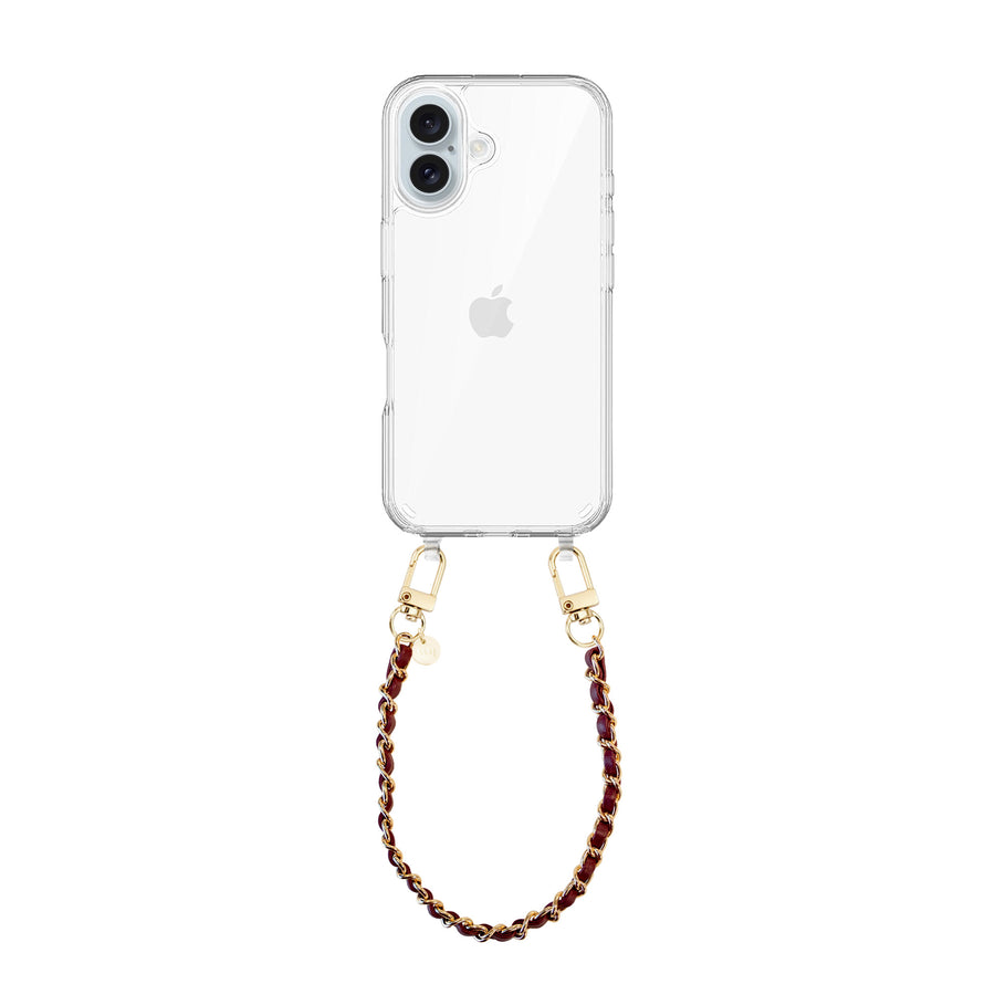 iPhone 16 - Classic Chain - Burgundy (short) Transparant Cord Case