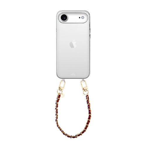xoxo Wildhearts iPhone 17 Air - Classic Chain - Burgundy (short) Transparant Cord Case