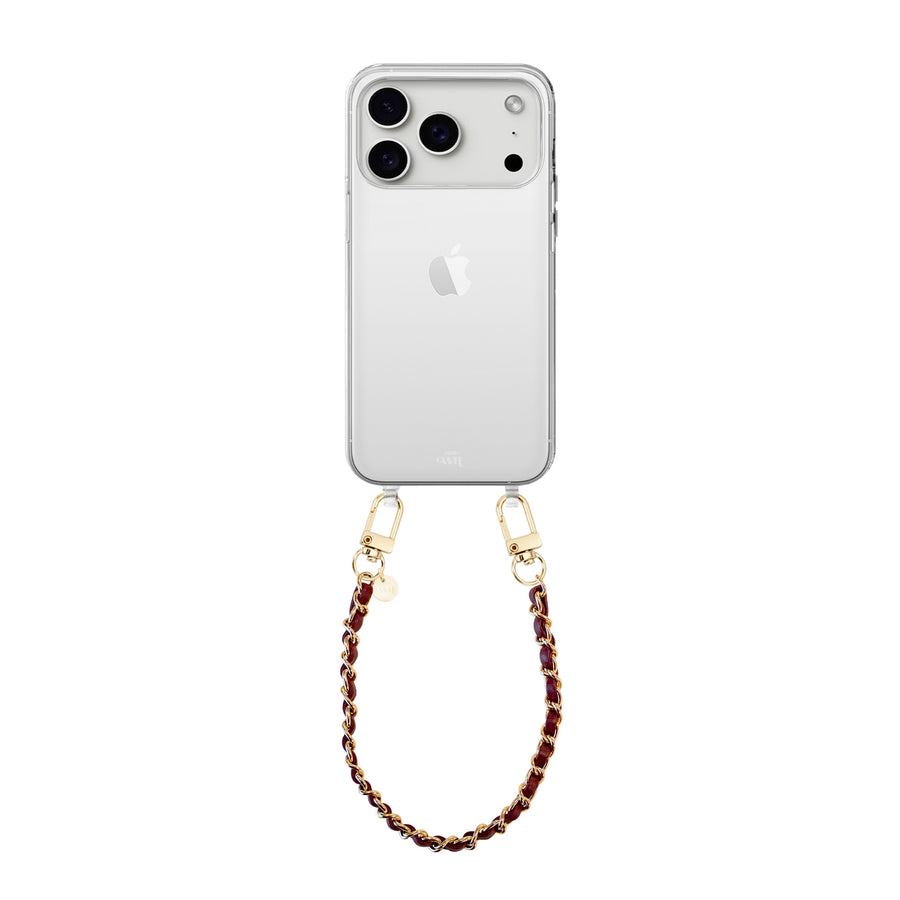 iPhone 17 Pro Max - Classic Chain - Burgundy (short) Transparant Cord Case
