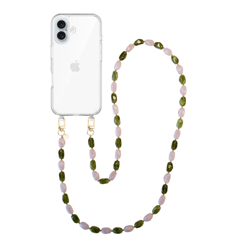 xoxo Wildhearts iPhone 16 - Rose Quartz (long) Transparant Cord Case