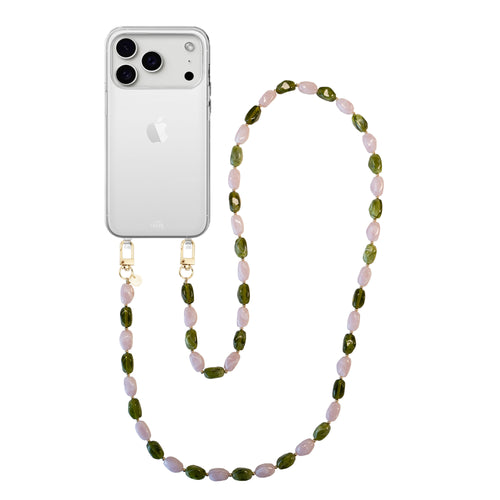 xoxo Wildhearts iPhone 17 Pro Max - Rose Quartz (long) Transparant Cord Case