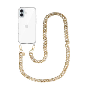 xoxo Wildhearts - iPhone 16 - Cream Latte Transparant Cord Case - Long Cord