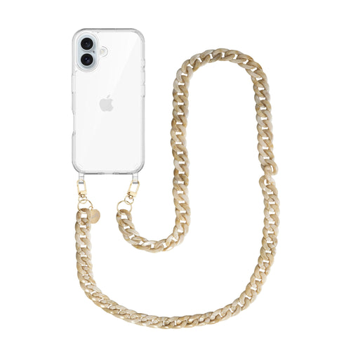 xoxo Wildhearts iPhone 17 - Cream Latte Transparant Cord Case - Long Cord