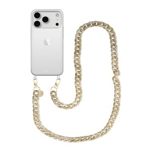 xoxo Wildhearts iPhone 17 Pro - Cream Latte Transparant Cord Case - Long Cord