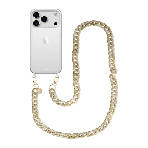 xoxo Wildhearts iPhone 17 Pro Max - Cream Latte Transparant Cord Case - Long Cord