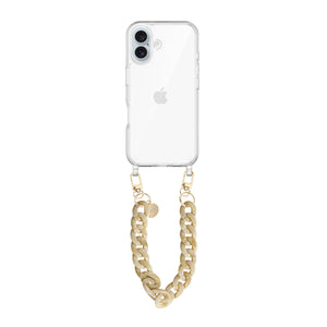xoxo Wildhearts - iPhone 16 - Cream Latte Transparant Cord Case - Short Cord
