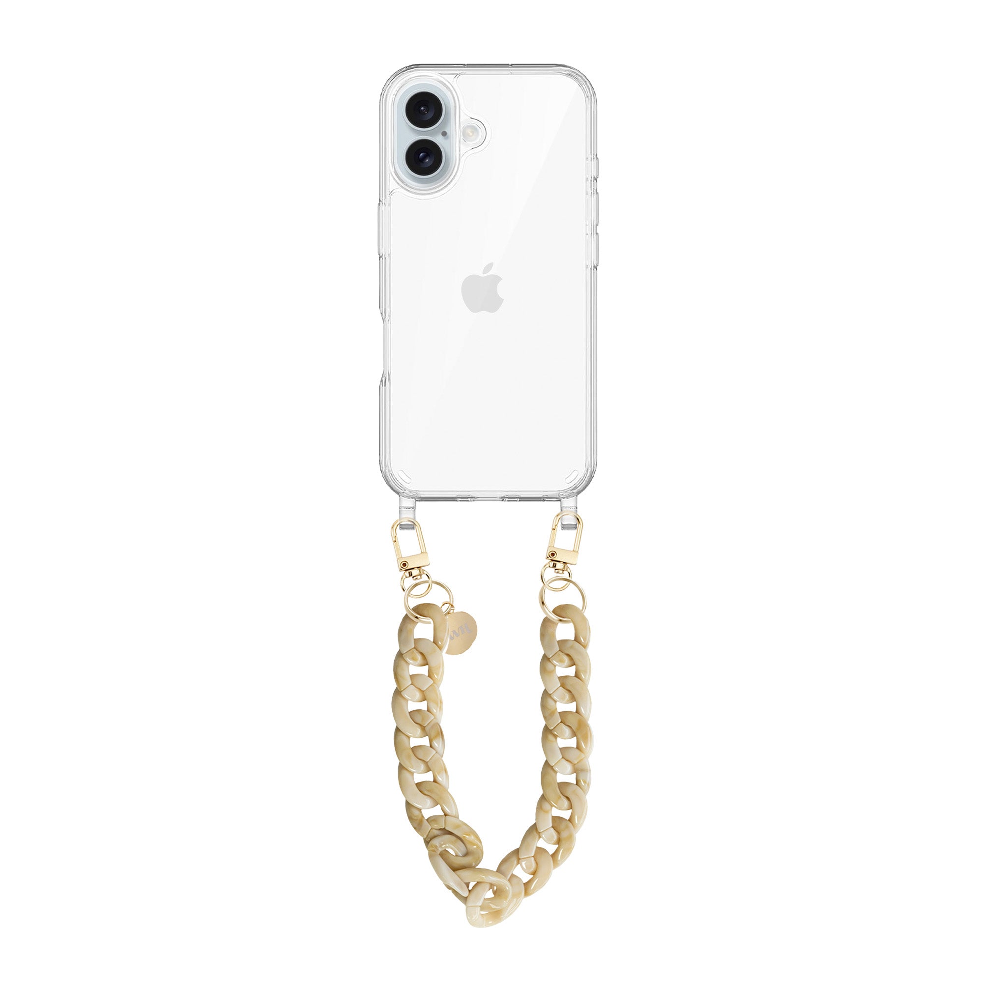 xoxo Wildhearts - iPhone 16 - Cream Latte Transparant Cord Case - Short Cord