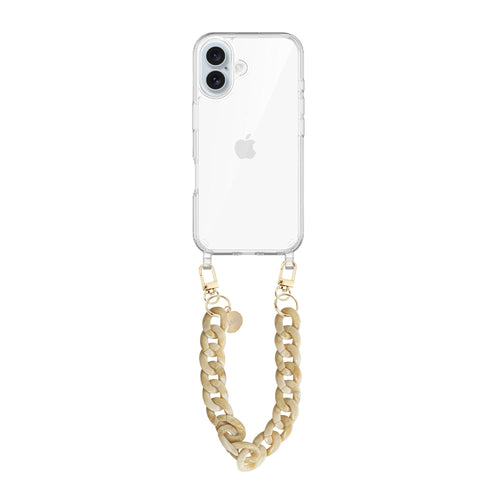 xoxo Wildhearts iPhone 17 - Cream Latte Transparant Cord Case - Short Cord