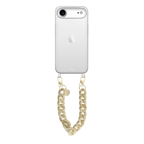 xoxo Wildhearts iPhone 17 Air - Cream Latte Transparant Cord Case - Short Cord