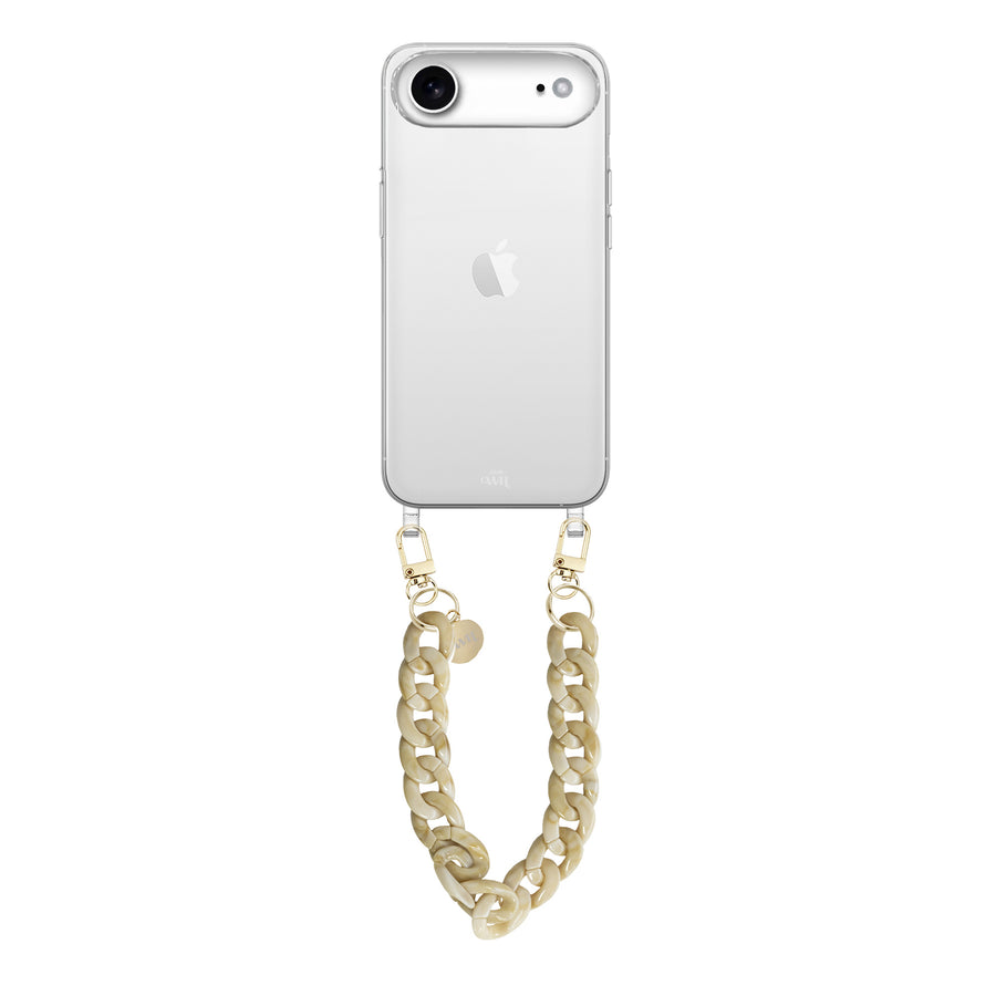 iPhone 17 Air - Cream Latte Transparant Cord Case - Short Cord