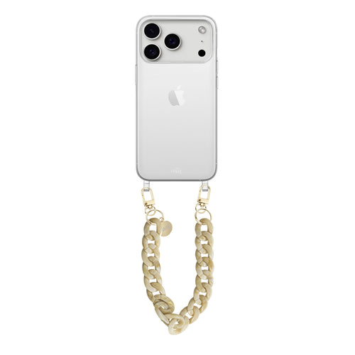 xoxo Wildhearts iPhone 17 Pro - Cream Latte Transparant Cord Case - Short Cord