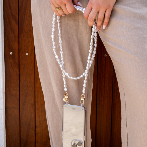 xoxo Wildhearts - iPhone 13 mini - Pearlfection Transparant Cord Case - Long cord