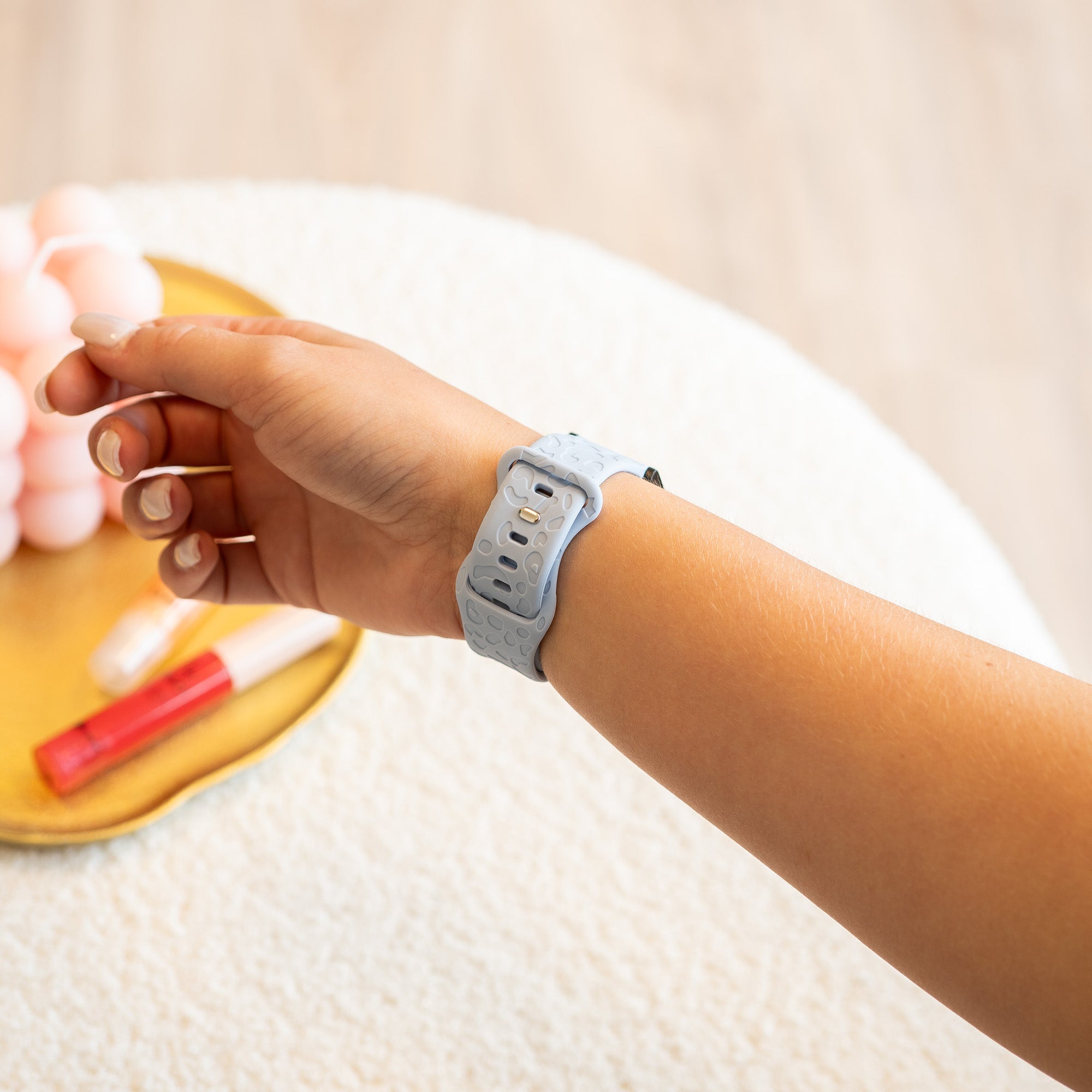 xoxo Wildhearts - Samsung Galaxy Watch 4 Classic 46mm siliconen bandje Leopard Print - light blue