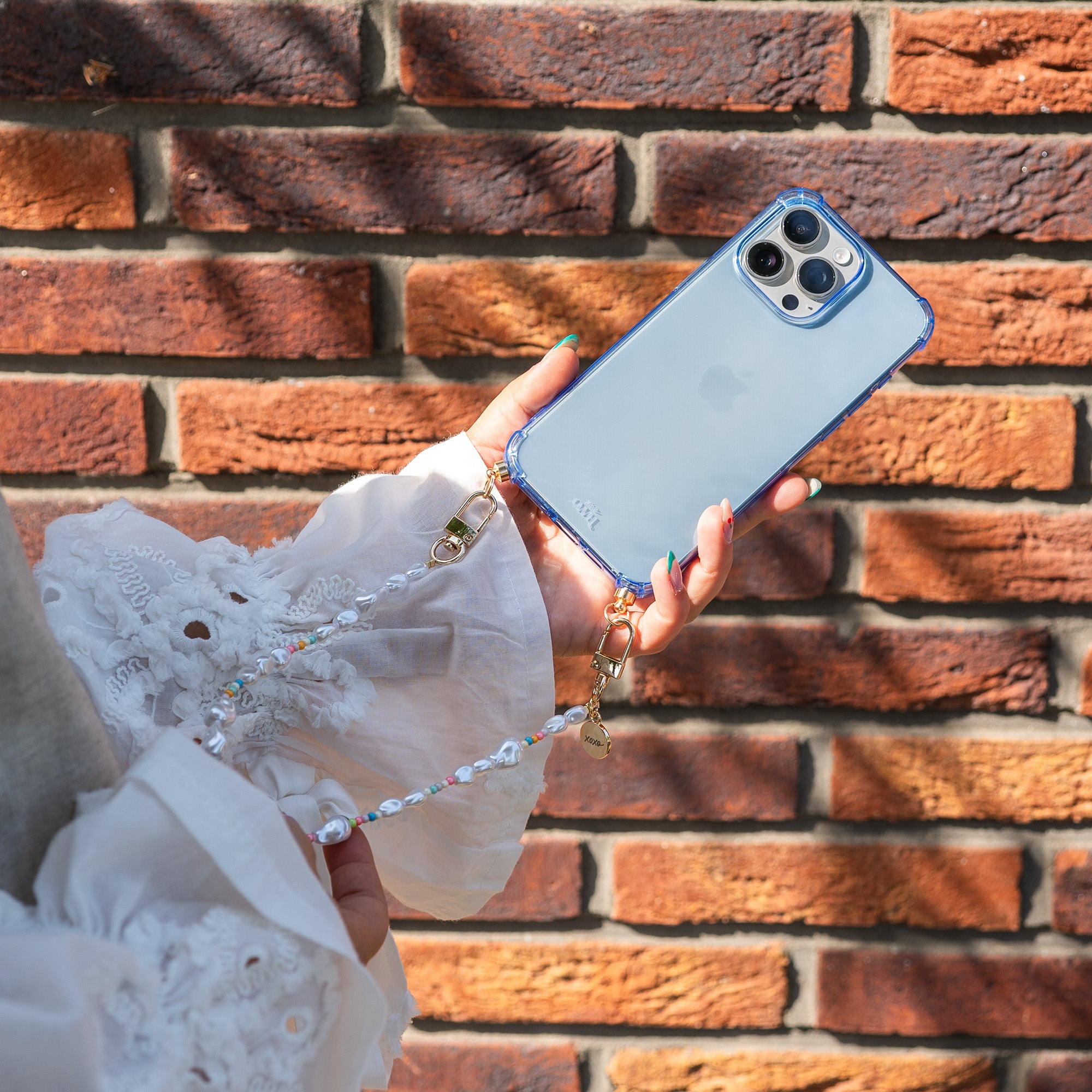 xoxo Wildhearts - iPhone 12 Pro - Beachy Vibes Cord Case Blue - Short Cord