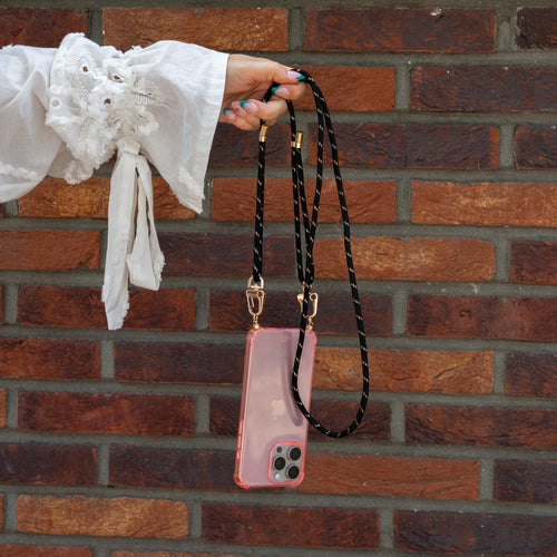xoxo Wildhearts - iPhone 15 - Gold Goddess Cord Case Pink