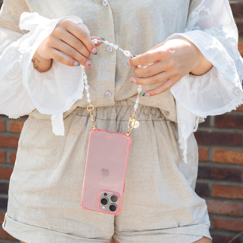 xoxo Wildhearts - iPhone 13 - Beachy Vibes Cord Case Pink - Short Cord