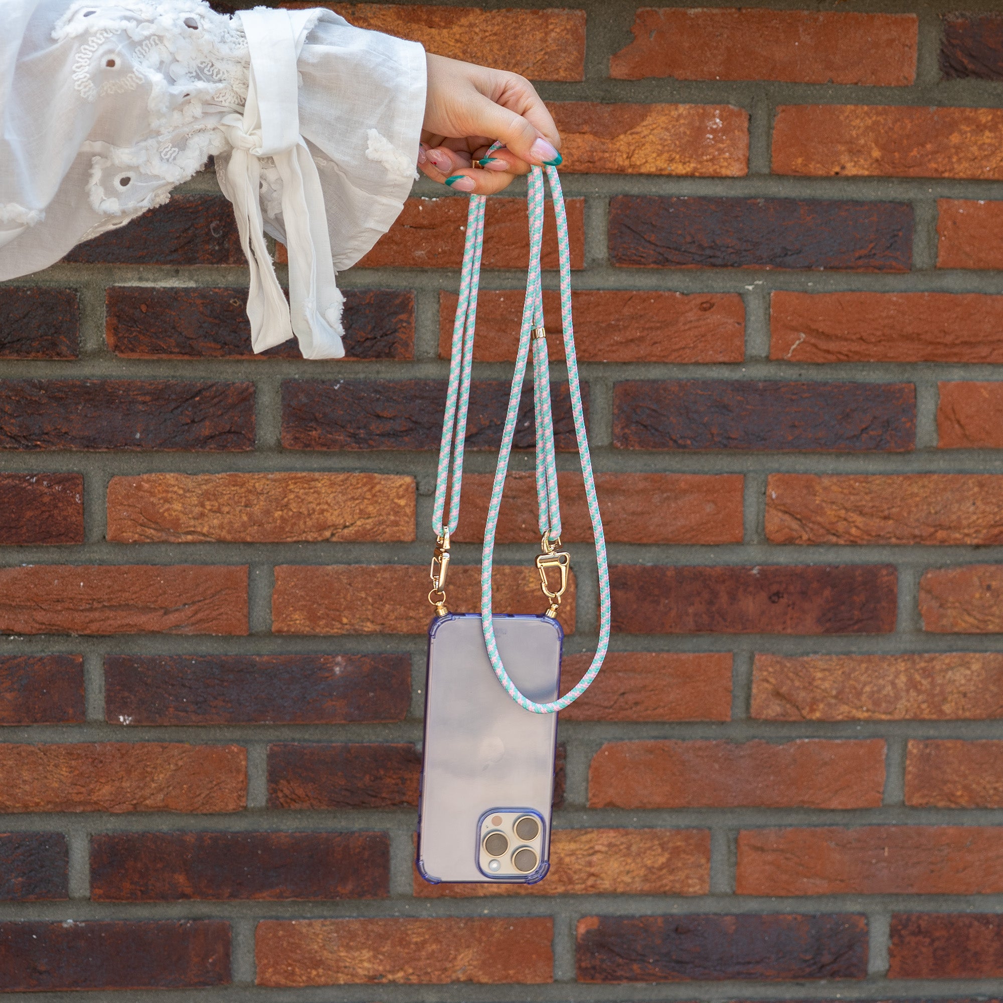 xoxo Wildhearts - iPhone 14 - Aqua Pink Cord Case Purple