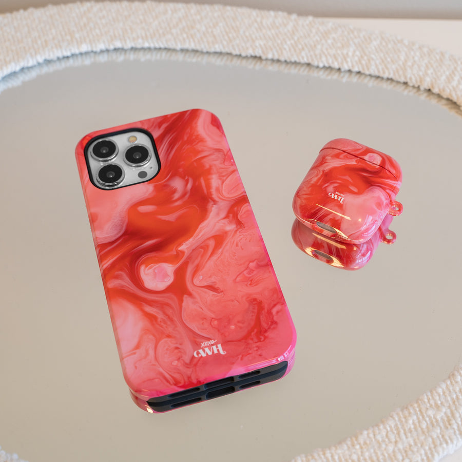 xoxo Wildhearts - AirPods 1 & 2 - Marble Red Lips