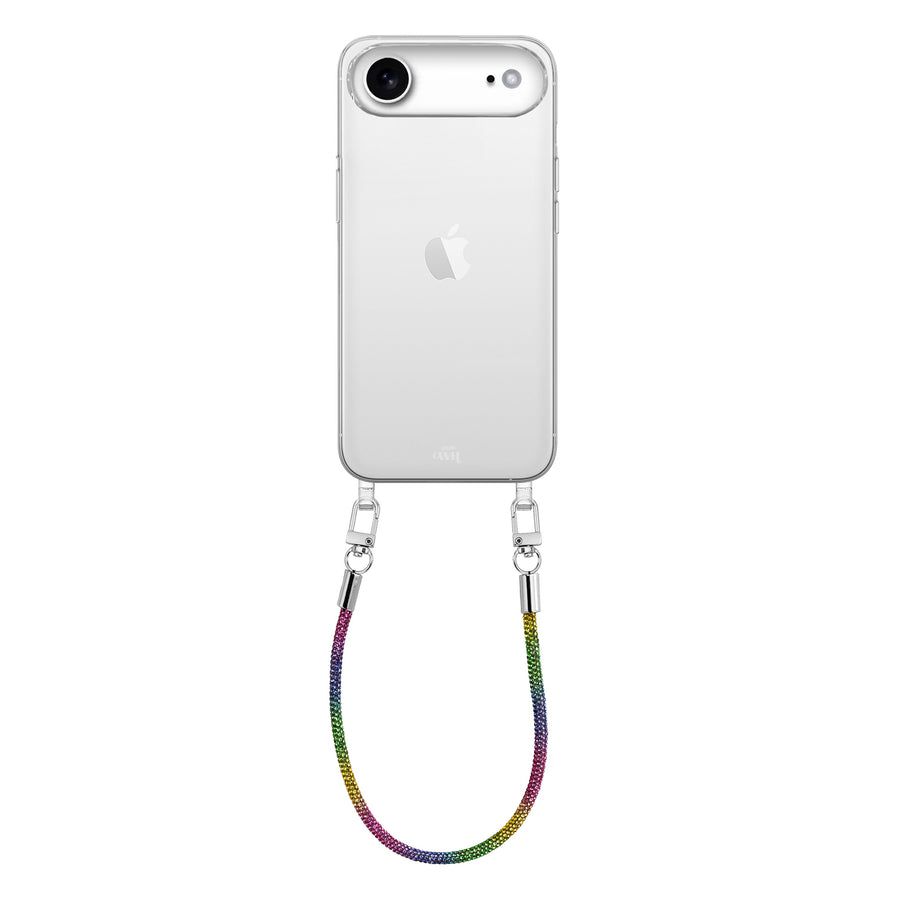 iPhone 17 Air - Rainbow Diamonds Transparant Cord Case